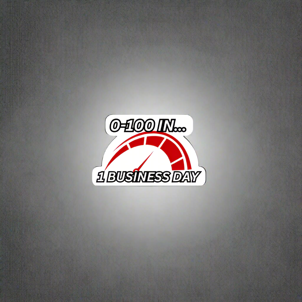 "0-100 IN 1 BUSINESS DAY" Decal