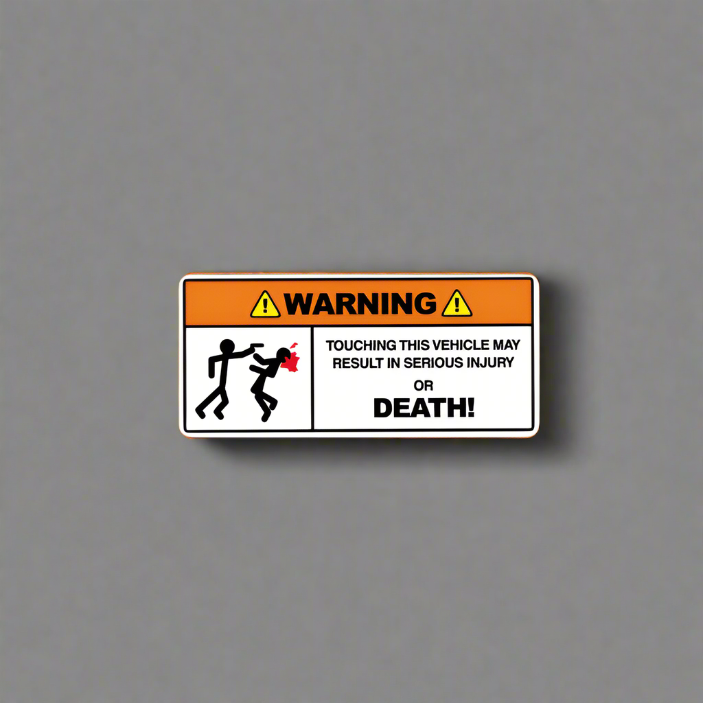 "TOUCHING THIS VEHICLE MAY RESULT IN SERIOUS INJURY OR DEATH" Decal