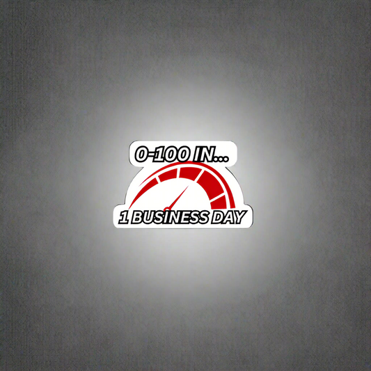 "0-100 IN 1 BUSINESS DAY" Decal
